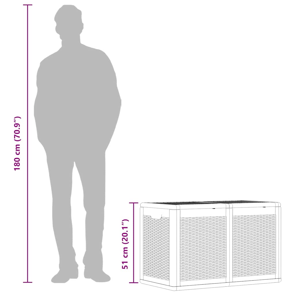 Garden Storage Box Grey PP Rattan 180 L